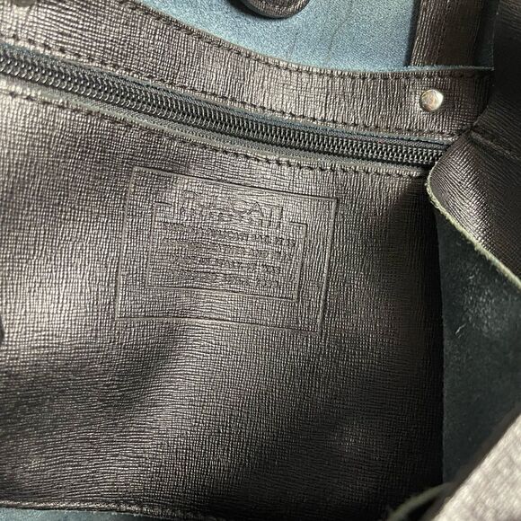 Pulicati made in Italy leather black extra large tote silver tone accent. - Picture 8 of 12